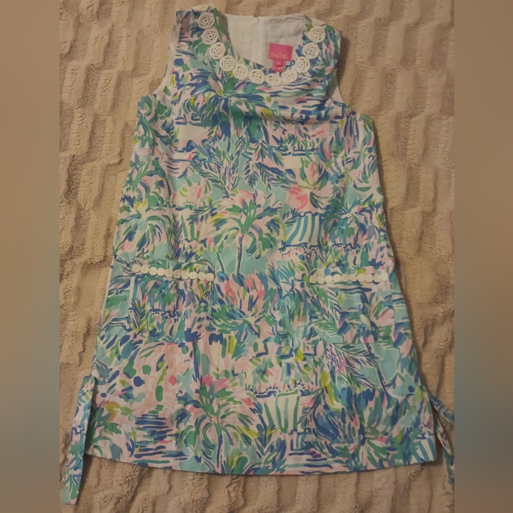 EUC Lilly Pulitzer Girls Little Lilly Classic Shift Blue Ibiza Cabana Cocktail